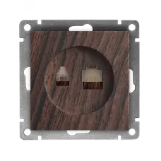 Розетка компьютерная+телефонная UNIVersal серия Афина, с/у, 1А, RJ45, RJ12, венге (еврослот), механизм
