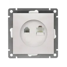 Розетка компьютерная+телефонная UNIVersal серия Афина, с/у, 1А, RJ45, RJ12, жемчуг (еврослот), механизм