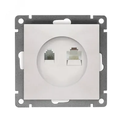 Розетка компьютерная+телефонная UNIVersal серия Афина, с/у, 1А, RJ45, RJ12, жемчуг (еврослот), механизм