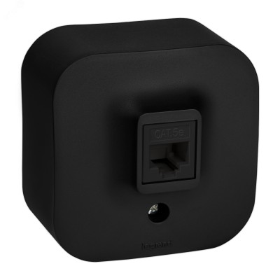 Розетка для открытой установки компьютерная RJ45 кат.5E UTP черный матовый QUTEO