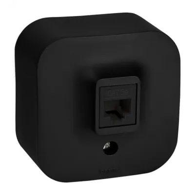 Розетка для открытой установки компьютерная RJ45 кат.5E UTP черный матовый QUTEO