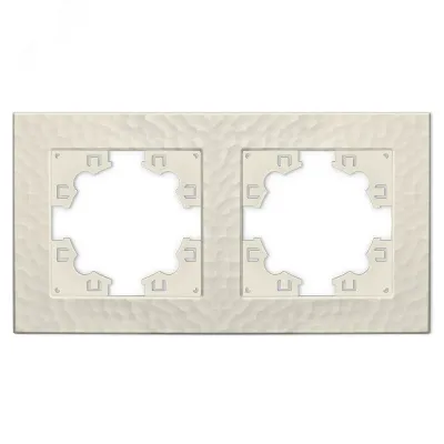Рамка фактурная 2 поста универсальная UNIVersal Афина слоновая кость (ivory) (еврослот)