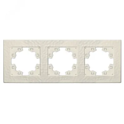 Рамка фактурная 3 поста универсальная UNIVersal Афина слоновая кость (ivory) (еврослот)