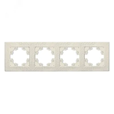 Рамка фактурная 4 поста универсальная UNIVersal Афина слоновая кость (ivory) (еврослот)