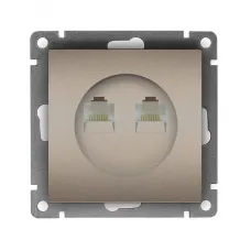 Розетка компьютерная двухместная UNIVersal серия Афина с/у, 1А, RJ45, шампань (еврослот), механизм