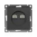 Розетка компьютерная двухместная UNIVersal серия Афина с/у, 1А, RJ45, графит (еврослот), механизм