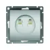 Розетка компьютерная двухместная UNIVersal серия Афина с/у, 1А, RJ45, серебро (еврослот), механизм