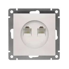 Розетка компьютерная двухместная UNIVersal серия Афина с/у, 1А, RJ45, жемчуг (еврослот), механизм
