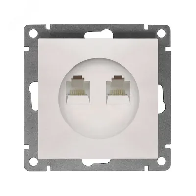Розетка компьютерная двухместная UNIVersal серия Афина с/у, 1А, RJ45, жемчуг (еврослот), механизм