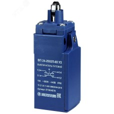 Выключатель путевой ВП 36-2153 П-66 У2, круглый стальной рычаг, регулируемый по длине, 1з+1р, безынерционный, 30х60 мм, без сальника, 3А, IP66