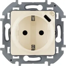Розетка 1-местная с заземлением с защитными шторками 16А с USB C 5В безвинтовое крепление слоновая кость INSPIRIA