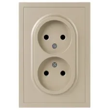 Розетка скрытого монтажа в рамку без заземления двойная 2X2P 16А-250В IP20 шампань 15-2107-04 Galaxy