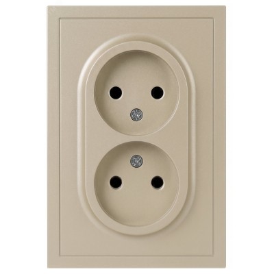 Розетка скрытого монтажа в рамку без заземления двойная 2X2P 16А-250В IP20 шампань 15-2107-04 Galaxy