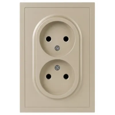Розетка скрытого монтажа в рамку без заземления двойная 2X2P 16А-250В IP20 шампань 15-2107-04 Galaxy