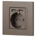 Розетка Intro Accent 6-410-08 , P+E Schuko со шторками, 16А-250В + 2хUSB, IP20, СУ, бронза