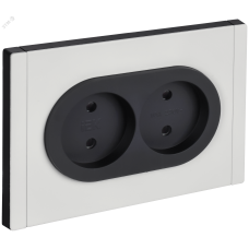 FORTE&PIANO Розетка 2-местная без заземления с защитными шторками безвинтовое крепление 10А FP225M металл белый IEK