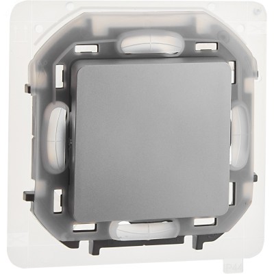 Выключатель 1-клавишный проходной 10АХ IP44 безвинтовое крепление алюминий INSPIRIA