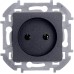 Розетка 1-местная без заземления без защитных шторок 16А антрацит INSPIRIA