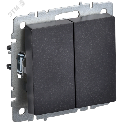 BRITE Выключатель двухклавишный проходной 10А ВС10-2-6-БрЧ черный