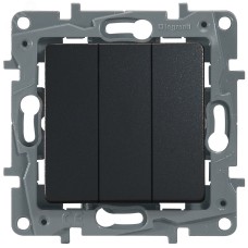 Выключатель трёхклавишный - Legrand Etika - 10А 250В винтовые зажимы - антрацит