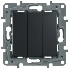 Выключатель трёхклавишный - Legrand Etika - 10А 250В винтовые зажимы - антрацит