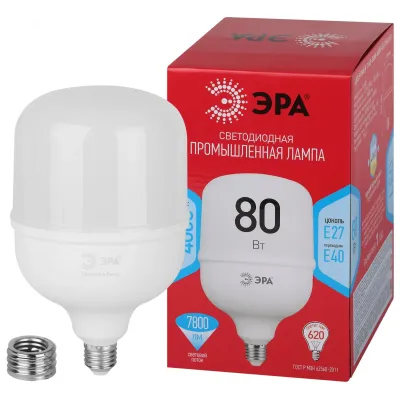 Лампа светодиодная ЭРА RED LINE LED POWER T140-80W-4000-E27/E40 R E27/E40 R 80 Вт колокол нейтральный белый свет