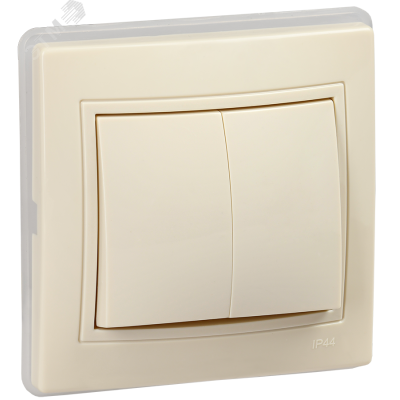 KVARTA Выключатель 2-клавишный 10А ВС10-2-0-ККм-44 кремовый GENERICA