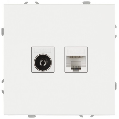 Розетка скрытого монтажа в рамку комбинированная RJ45+TV IP20 белый матовый 15-3110-08 Galaxy