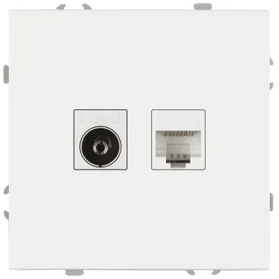 Розетка скрытого монтажа в рамку комбинированная RJ45+TV IP20 белый матовый 15-3110-08 Galaxy