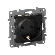 Розетка 1-местная с заземлением без защитных шторок 16А антрацит ETIKA