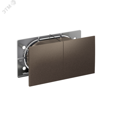 Розетка ATLASDESIGN двойная с заземлением со шторками сдвижная крышка 16А в сборе мокко