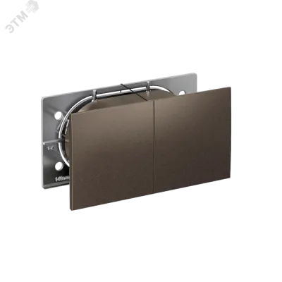 Розетка ATLASDESIGN двойная с заземлением со шторками сдвижная крышка 16А в сборе мокко