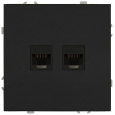 Розетка скрытого монтажа в рамку информационная двойная 2XRJ45 IP20 антрацит 15-3108-05 Galaxy
