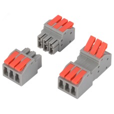 Клемма ЭРА NO-225-404 проходная разъёмная 222-2413R с рычагами 3 полюса 0.08-2.5/4 мм2 (упаковка 10 шт.)