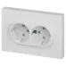 Розетка Intro Accent 6-208-01 , 2X2P+E Schuko со шторками, 16А-250В, IP20, СУ, AL/CU, белый