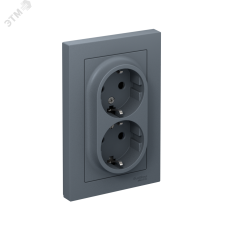 Розетка ATLASDESIGN двойная с заземлением со шторками 16А в сборе грифель