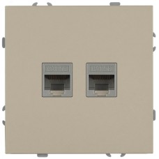 Розетка скрытого монтажа в рамку информационная двойная 2XRJ45 IP20 шампань 15-3108-04 Galaxy