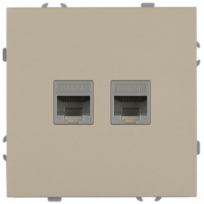 Розетка скрытого монтажа в рамку информационная двойная 2XRJ45 IP20 шампань 15-3108-04 Galaxy