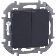 Выключатель 2-клавишный 10АХ безвинтовое крепление антрацит INSPIRIA