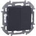 Выключатель 2-клавишный 10АХ безвинтовое крепление антрацит INSPIRIA