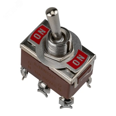Тумблер 250V 15A (6 c) ON-ON двухполюсный (KN-202) (в упак. 1шт.)