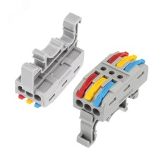 Клемма СМК 222-423D проходная 3-полюсная, с крепл на DIN-рейку (0,08-4 кв мм), REXANT