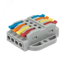 Клемма СМК 222-424P проходная 4 полюса, с монтажной площад(0,08-4 кв мм), серая, REXANT