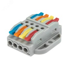 Клемма СМК 222-424P проходная 4 полюса, с монтажной площадкой (0,08-4 кв мм), серая, 5 шт, REXANT