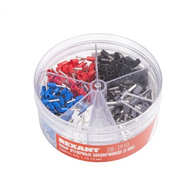 Набор втулочных наконечников НШВИ (0.5 мм2, 0.75 мм2, 1 мм2, 1.5 мм2, 2.5 мм2), в боксе (E-400)