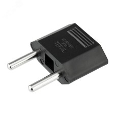 Адаптер сетевой переходник с Евро А/F на тонкую вилку С1 плоский Тефаль 6 А без заземления черный 1 уп – 1 шт