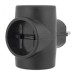 Тройник электрический 10А без заземления, черный