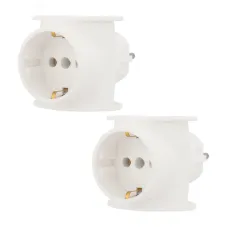 Набор тройников электрических универсальных 16 А, одно гнездо с заземлением, белый 2 шт