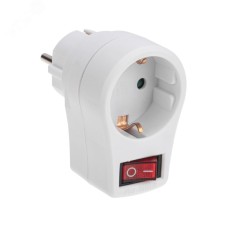 Адаптер сетевой 16 А с выключателем, заземлением и защитными шторками, белый