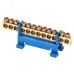 Шина ''N'' нулевая с синим изолятором тип ''Стойка'' на DIN-рейку 6x9 мм 12 групп, REXANT